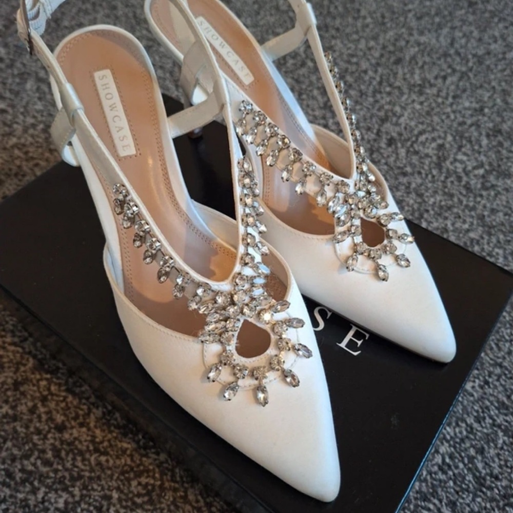 Dorothy Perkins White Crystal Embellished Heels